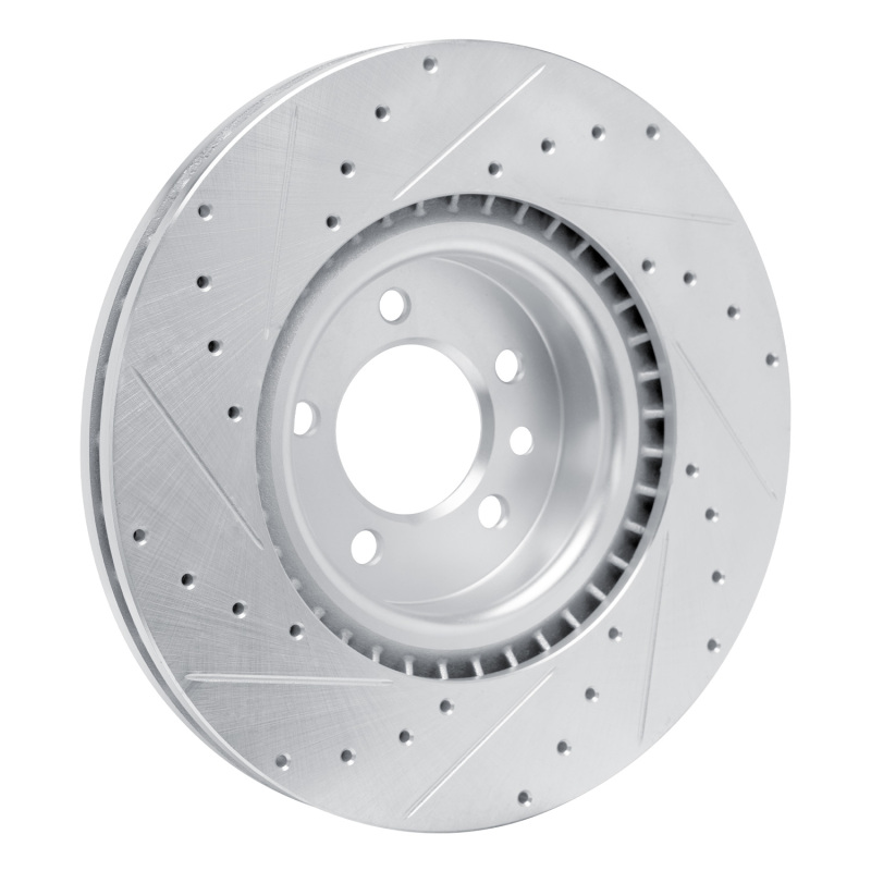 Land Rover Range Rover Brake Rotor (1) - Front Left - R1 Concepts - Drilled & Slotted - Silver - `18-`24